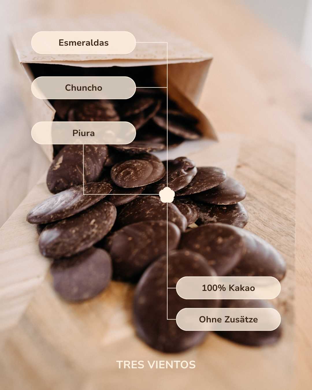 Tres Vientos: Zeremonielle Kakao Drops aus Chuncho, Piura und Esmeraldas