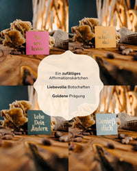 Affirmationskarte mit Goldprägung: Einzelkarte zufällig gezogen – Positive Botschaft für deinen Alltag