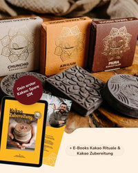 Startpaket zeremonieller Kakao: Chuncho, Piura und Awajun Kakao Taler zum Probieren + 2 E-Books Kakao Zubereitung & Ritual
