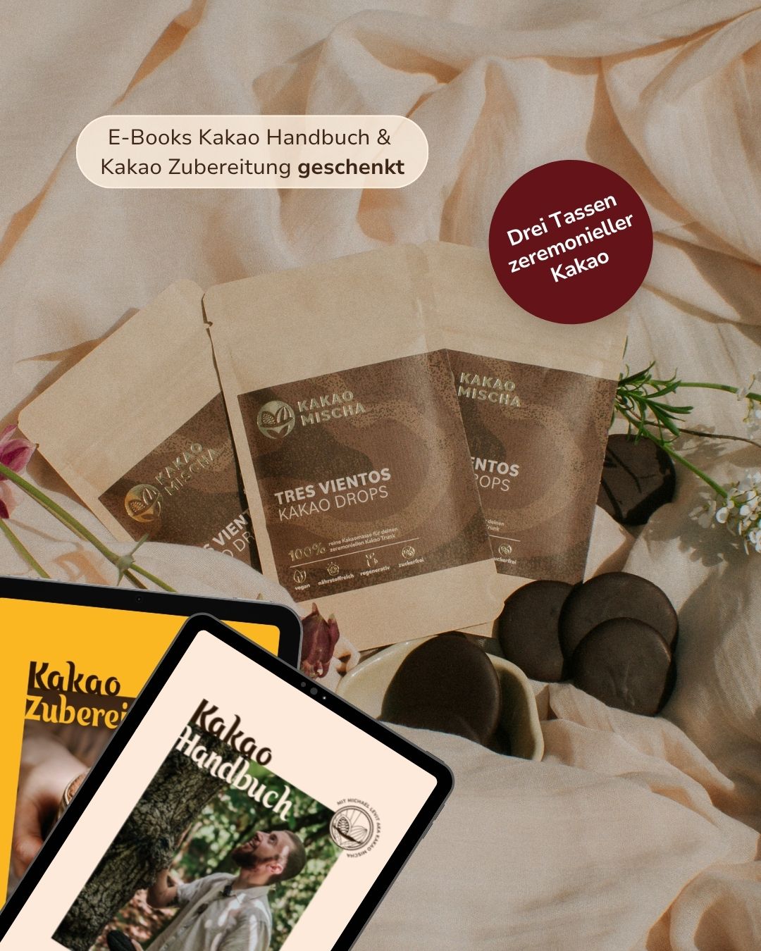 Ritual-Starter: Kakao-Probierset für 3 Tassen Kakao inkl. E-Books